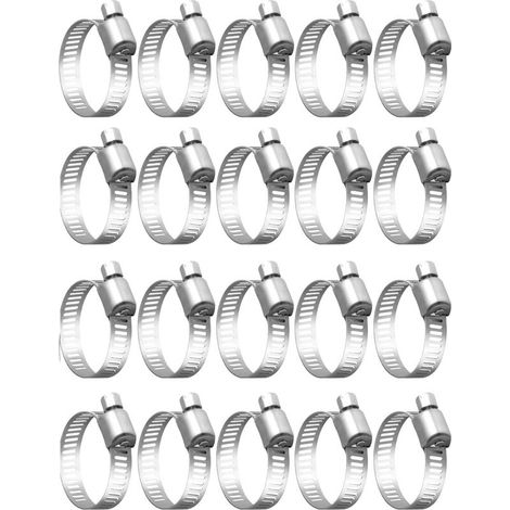 Confezione da 20 fascette stringitubo in acciaio inox 304, 32-50 mm, resistenti alla corrosione per tubi e cavi, fissaggio robusto (1/4)