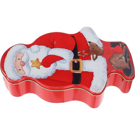 Coffret Père Noël en Fer Blanc à Bonbons Biscuits Tirelire Décoration Noël Polyvalente Festif (1/5)