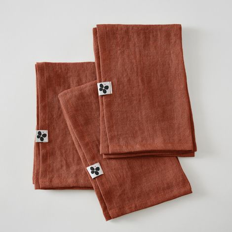 Lot de 3 serviettes de table "Soline" 40 x 40 cm Lin lavé - Soline Paprika