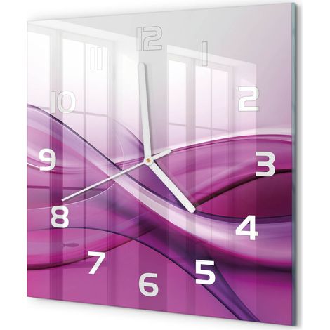 Horloge Murale Carrée Déco Murale Artistique Verre Silencieuse Salon Chambre Arrière-plan de vague 30x30 cm (1/5)