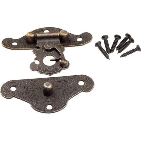 Fermoir ancien avec vis, design rétro pour boîtes en bois et boîtes à bijoux