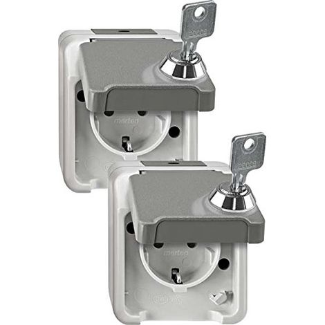 Merten MEG2418-8029 toma de corriente gris claro IP44