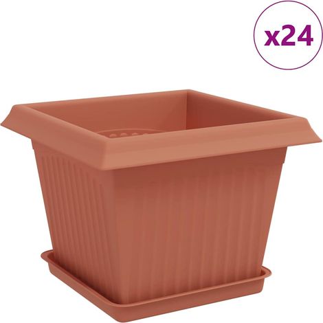 Maison Exclusive - Vasi per Piante 24 pcs Rosso Mattone 23 x 23 x 17,5 cm Plastica