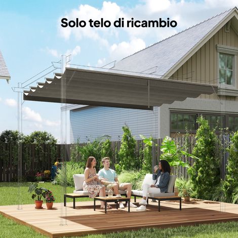 Auvent remplacement kiosque Gris Argent 3x3 m 10 trous drainage