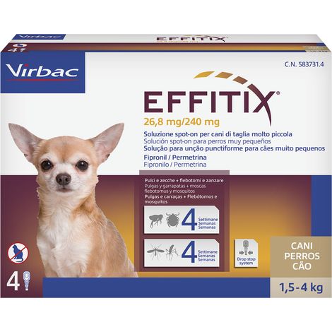ANTIPARASSITARIO 'EFFITIX' 'Cane Toy' da 1,5 a 4 kg - 4 pipette ml 0,44 - VIRBAC