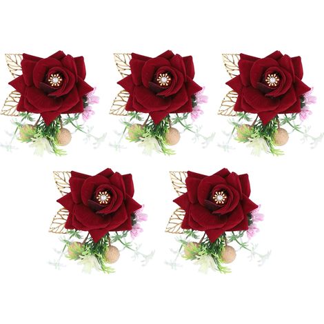 Corsages de fleurs artificielles pour garçons d'honneur, décoration de cérémonie de mariage (1/4)