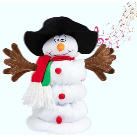 Singing and dancing snowman as a plush toy, musical Santa Claus snowman with 6 Christmas carols for animated Christmas decorations. (1/4)