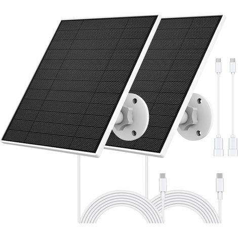 Panneau Solaire pour Caméra, 5W Chargeur Solaire Compatible Avec 3/3C/2/2C/2C Pro/E/E20/E40/L20/L40, Panneau Solaire Avec Port Usb-C, Adaptateur Micro Usb (1/5)