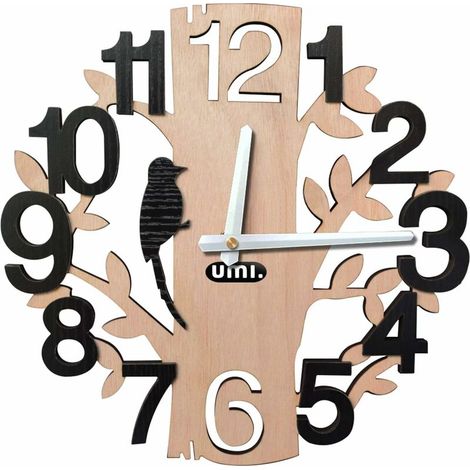 Green Mobility-Horloge Murale à Quartz Silencieuse en Forme d'arbre, Horloge Bois pour Decoration Maison, Bureaux, Cuisines, Salons (1/5)