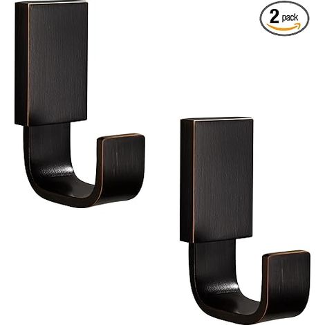 Crochets porte-serviettes en bronze, crochets pour peignoirs de salle de bain, finition huilée, crochets carrés muraux rustiques pour vêtements et manteaux, style ferme, pour cuisine (lot de 2) (1/5)