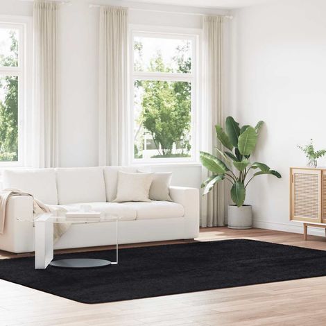 Tapis shaggy à poils longs noir 240x340 cm tapis rectangulaire en polyester - PANGIVO (1/5)