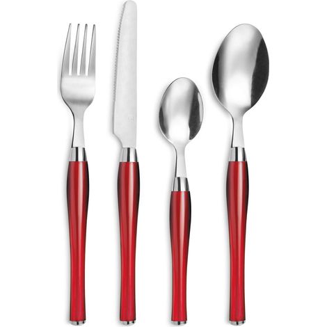 Panier fil 24 couverts de table pour 6 personnes - Acier inoxydable 18/0, Finition Standard - Rouge (1/5)