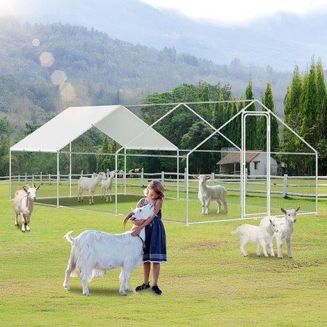 Wolketon Pollaio 3×6×2 m – Recinto per piccoli animali, voliera esterna, gabbia per polli in acciaio zincato con porta