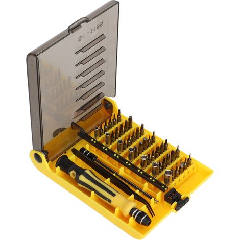 Kit 45 en 1 tournevis mini précision SK-1196, lot de 45 embouts, manche magnétique, protection bulle, pour réparation électronique et bricolage fin, modèle SK-1196 (1/5)