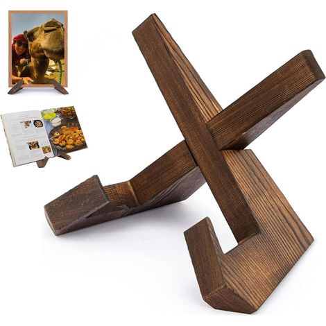 1 Chevalet Support Assiette, Bois Marron, Pour Livres Peintures Cadre Photo, Usage Cuisine Bureau