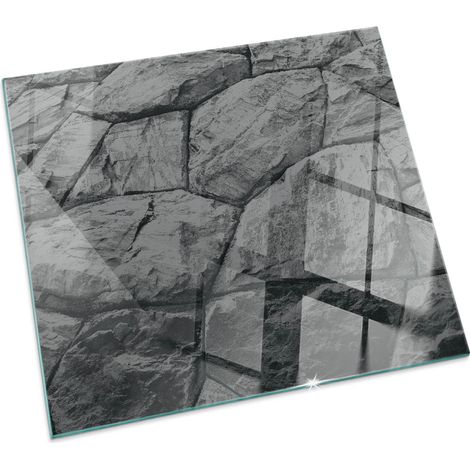 Plaque en verre trempé décorative de sol avec impression sous cheminée Motif pierre naturelle Carrée 60x60 cm (1/5)