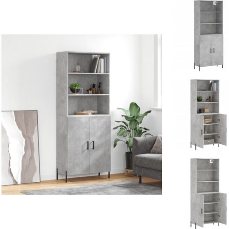 Sideboards - Living Highboard Betongrau 69,5x34x180 cm Holzwerkstoff (1/5)