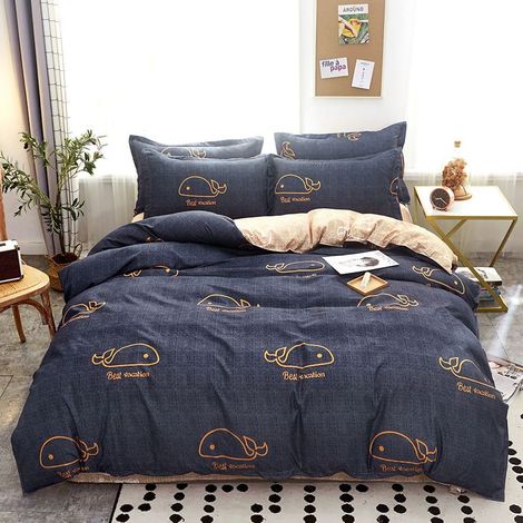 Housse de couette polaire épaisse en polyester doux, idéale pour dortoir et chambre, motif baleine, dimensions 180x220 cm (1/5)