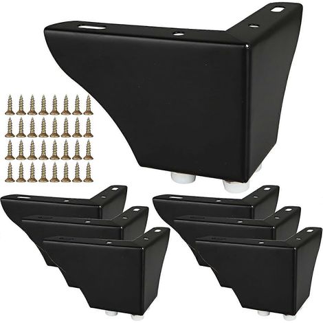 Verstellbare Schrankbeine, 8 Stück, Metallmöbelbeine, 8 cm, schwarz, mit Gummifüßen, Kleiderschrankbeine, Möbelfüße für DIY-Projekte, Ersatzbeine – 115 x 72 x 58 mm – Schwarz
