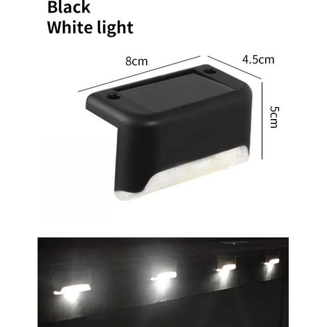(1 pièce - lumière noire et blanche) Lampe solaire LED étanche pour terrasse, escaliers, rampes, clôtures, jardins, patios et allées. (1/5)
