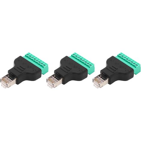 Adaptateur RJ45 Femelle Fileté 8P8C, 3 Pièces Connecteur à Vis sans Soudure pour Câblage Réseau (1/5)