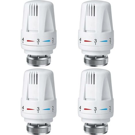 Tête thermostatique de radiateur 4 pièces, tête de thermostat de radiateur Trv M30 X 1.5, vanne thermostatique de radiateur, pour système de chauffage domestique et de bureau (1/5)