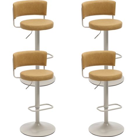 Wahson 4Pcs Bar Stools Pu leather, Adjustable Height Counter Stools with Backrest and Footrest, Swivel Pub Chair for Kitchen Island, Yellow