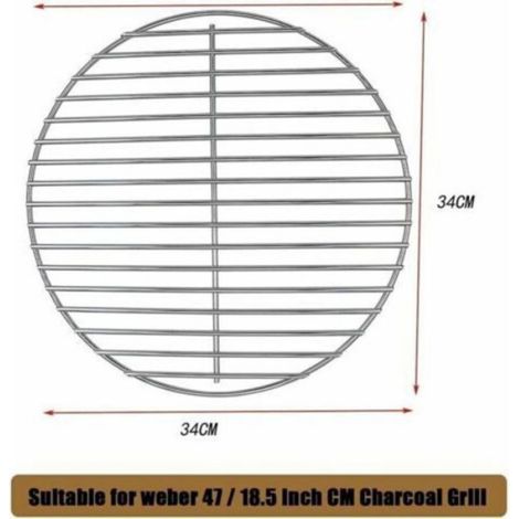 Grille De Cuisson - Acier Nickelé Brillant - Pour Barbecue À Charbon Weber 47 Cm - Diamètre 34 Cm - 1 Pièce (1/4)