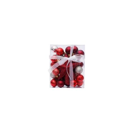 Decorazioni natalizie rosse e oro, 30 mini palline di Natale, set di palline di Natale da 3 cm, decorazioni in plastica per l'albero di Natale, per decorare l'albero di Natale, decorazioni scintillant