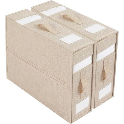 Organisateur de draps et boîte de rangement, paquet de 2, organisateur de draps pliable, organisateur de couette, Beige (1/5)
