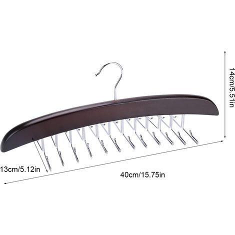Cintre en bois pour cravates 24 crochets rotatif porte-ceintures rangement placard organisateur rouge foncé (1/5)