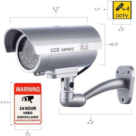 Fausse Camera De Securite - LED Rouge Clignotante - Pour Interieur Et Exterieur - Etanche - Lot De 2 (1/4)