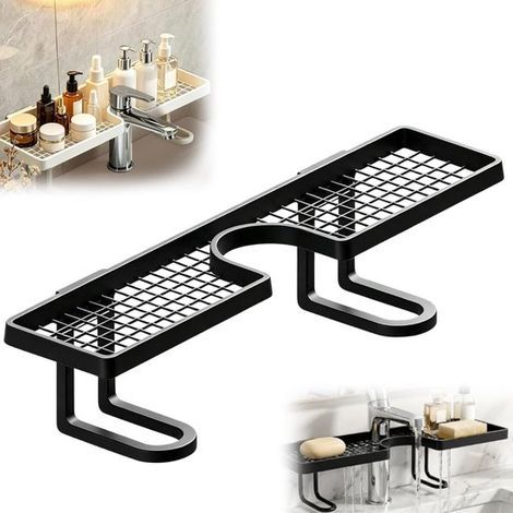 U-förmiger Spülbecken-Organizer – 42 x 9 x 9 cm – Schwarz – Kein Bohren erforderlich – Für Küche und Bad (1/5)