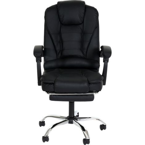 Chaise de bureau HWC-M80, chaise de bureau chaise pivotante fauteuil de direction, repose-pieds extensible similicuir (1/5)