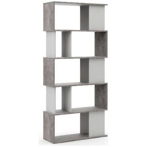 Tvilum libreria Maze, design moderno e funzionale, colore oxid beton e white, modello 71735PGX49