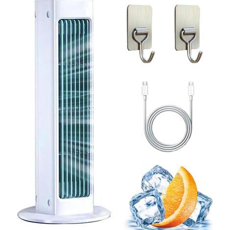 Breezamax, ventilateur climatisé Breeze Max 2025, Qinux Brizaac, combat instantanément la chaleur et l'humidité, petit et compact, ultra-silencieux, avec télécommande à crochet (bleu) (1/5)