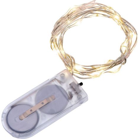 Guirlande Lumineuse LED - Fil de Cuivre Étanche - 20 Ampoules Blanc Froid - 2 m - Alimentation Piles CR2032 - Pour Intérieur et Extérieur - Lot de 12 (1/5)