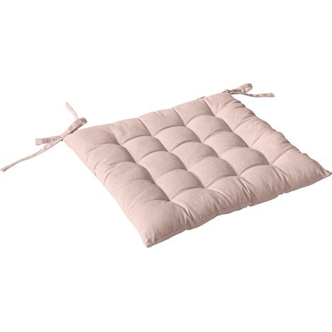 Galette de Chaise Carrée 38x38cm - Vieux Rose - Coton et Rembourrage Recyclé - 4 Nouettes - Confort Salle à Manger (1/4)