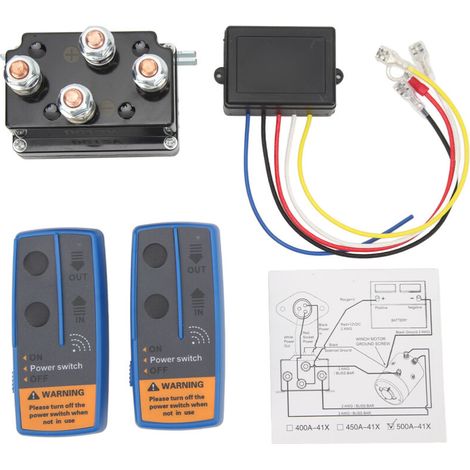 Kit di controllo remoto cablato Wi-Fi da 12 V, 500 A con contattore a relè solenoide, per verricello ATV/UTV (8000-12000 libbre)