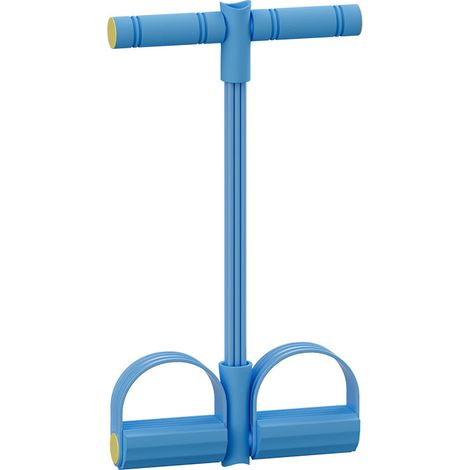 Bande de résistance pour pédales avec poignées – Bande de résistance élastique en PVC à 6 tubes pour des entraînements complets du corps – bleue. (1/5)