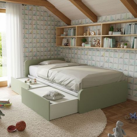 Letto 1 piazza e mezza con cassettoni, personalizzabile e facile montaggio - Salvia