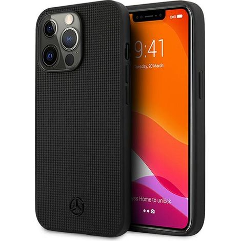 Étui pour iPhone 13 Pro Mercedes en cuir noir avec logo en maille (1/5)
