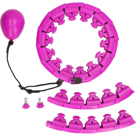Lot intelligent ajustable lesté cerceau 24 nœuds détachables abdomen massage fitness avec boule gravité sculptage corps violet (1/5)