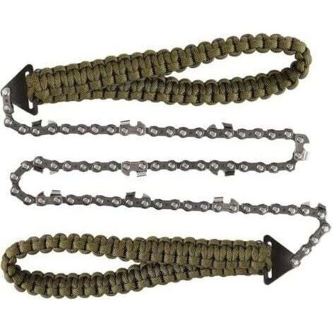 Klappkettensäge, Taschenkettensäge mit Paracord-Griff, Klappkettenhandsäge, Outdoor-Überlebensausrüstung für Camping und Wandern