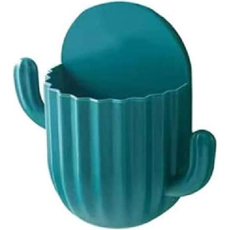 Porte-brosse à dents mural en forme de cactus (14,5 x 14 x 6 cm) avec crochet de rangement et étagère pour brosse à dents. Accessoires de salle de bain. Rangement pour brosses à dents.-AquaForge (1/4)
