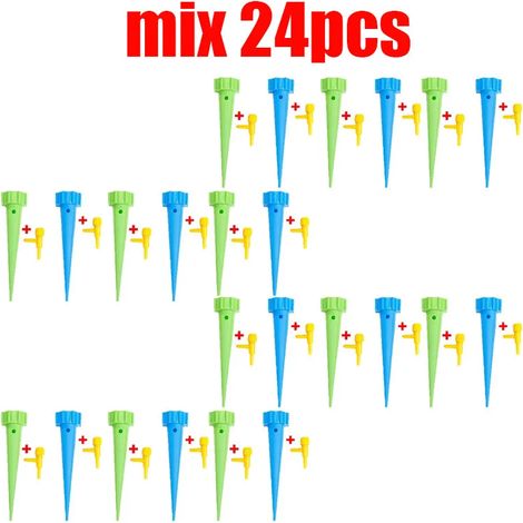 (MIX-24Pcs) Système d'irrigation goutte à goutte automatique réglable pour bouteilles d'eau, goutteur automatique, pour plantes d'intérieur et serres. (1/4)