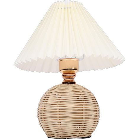 VGEBY Lampe de Table Plissée, Abat-jour en Lin Naturel avec Base (1/4)