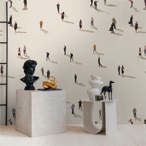 Photo wallpaper Profhome 398671 hot embossed non-woven wallpaper smooth with graphical pattern matt beige black blue yellow 1.59 m x 2.8 m (1/4)