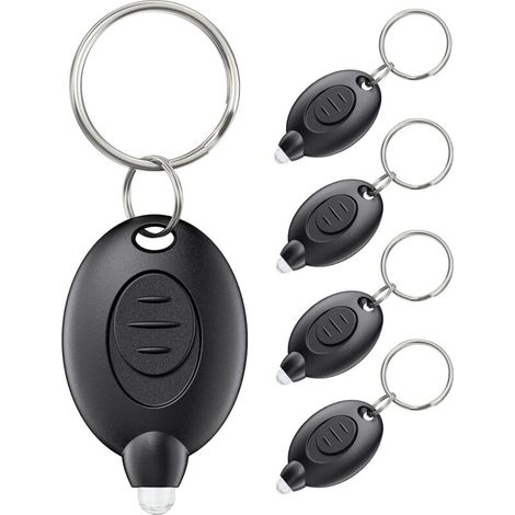 Set of 5 Mini LED Keychain Lights, 12 Lumens, Portable, Ultra Bright, Battery Powered, Keychain Torch for Outdoor Camping, Parties, Hiking, and Emergency Lighting, Black Casing [Energy class] (1/5)