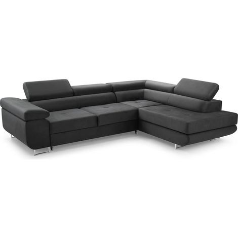 AX LIVING Sofa mit Kopfstütze Arborio L Sofa Dunkelgrau 272 cm R